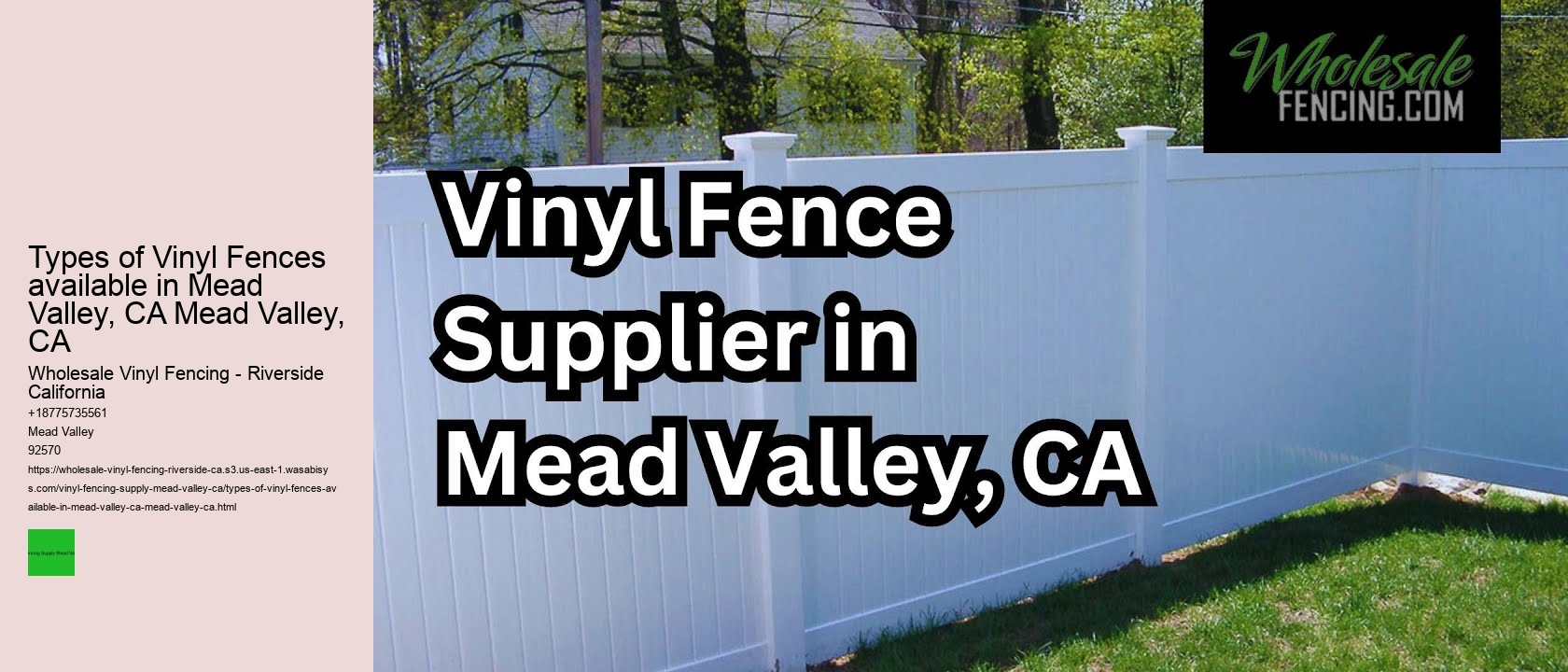 Types of Vinyl Fences available in Mead Valley, CA Mead Valley, CA